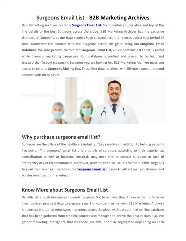 Surgeons Email List | Surgeons Mailing List | B2B Marketing Archives