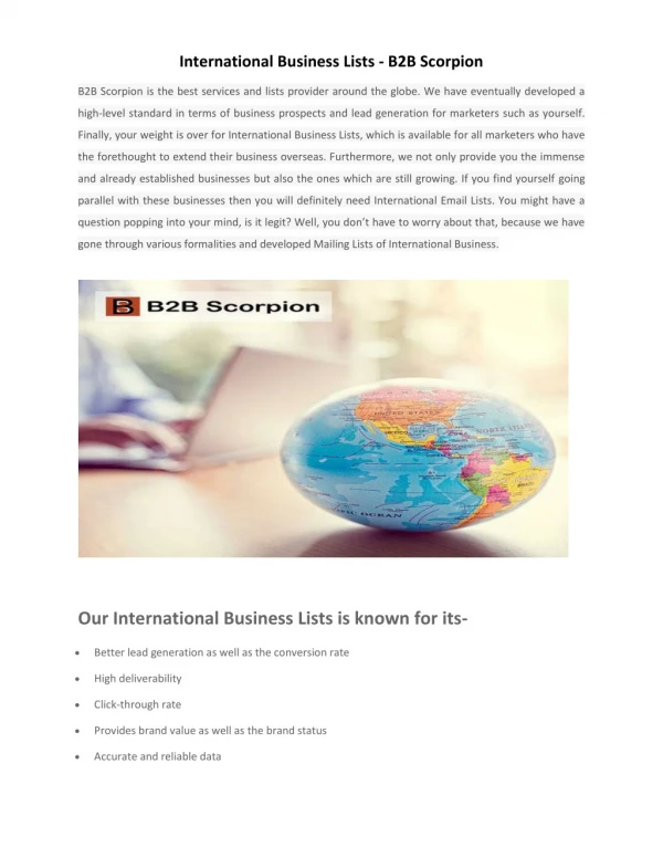 International Business Lists | International Email Lists | B2B Scorpion