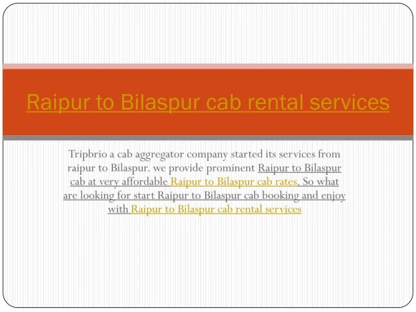 Raipur to bilaspur cab rental services