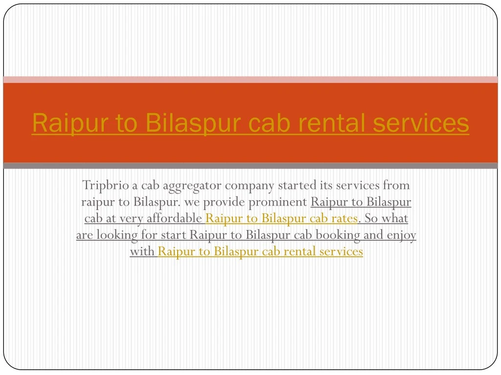 raipur to bilaspur cab rental services