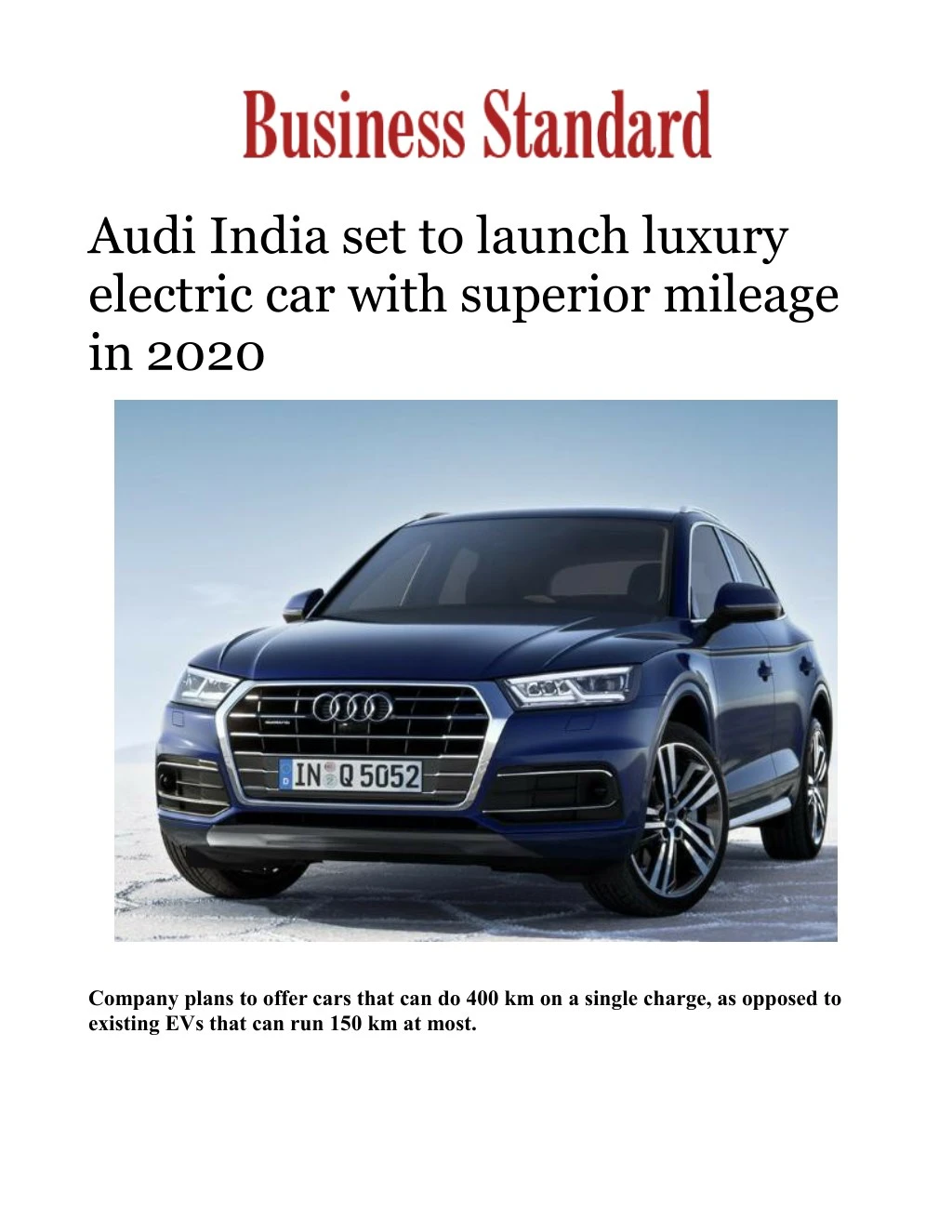 audi india set to launch luxury electric car with