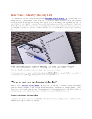 Insurance Industry Mailing List | Insurance Email List | Leo Data Services - slide 1