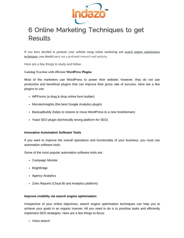 6 online marketing techniques to get results