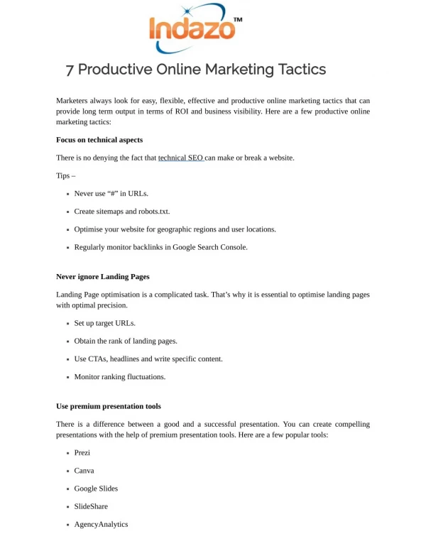 7 productive online marketing tactics