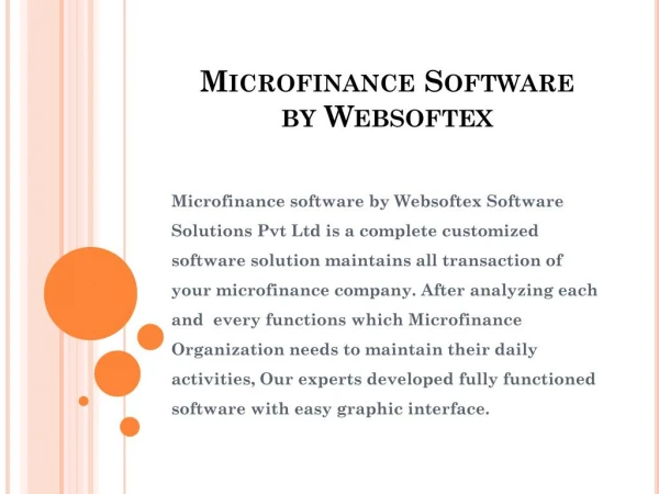 MIcrofinance Software by Websoftex