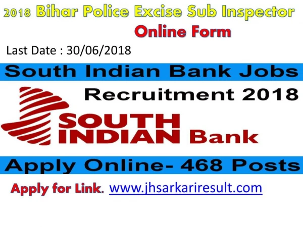 2018 South Indian Bank PO Online Form