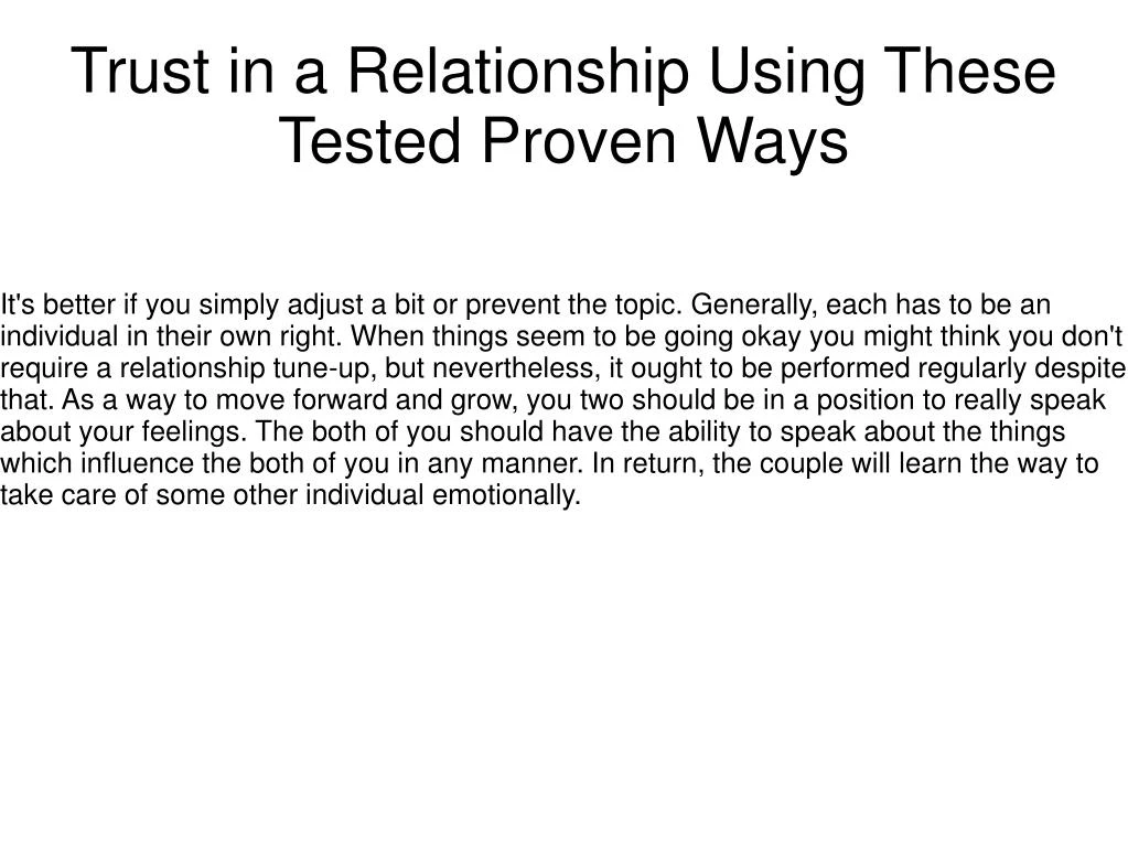 trust in a relationship using these tested proven ways