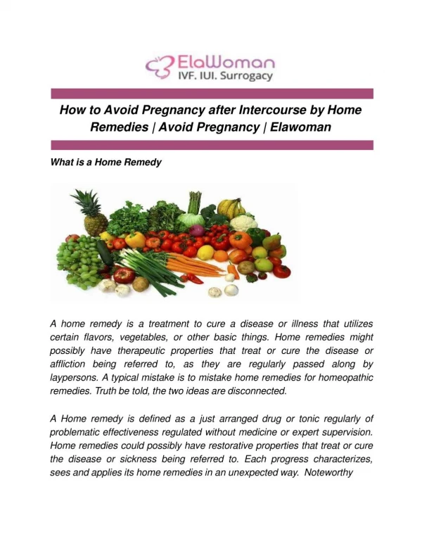 How to Avoid Pregnancy after Intercourse by Home Remedies | Avoid Pregnancy | Elawoman