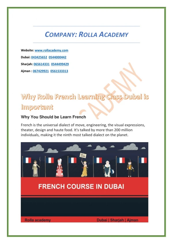 Why Rolla french Learning Class Dubai is important