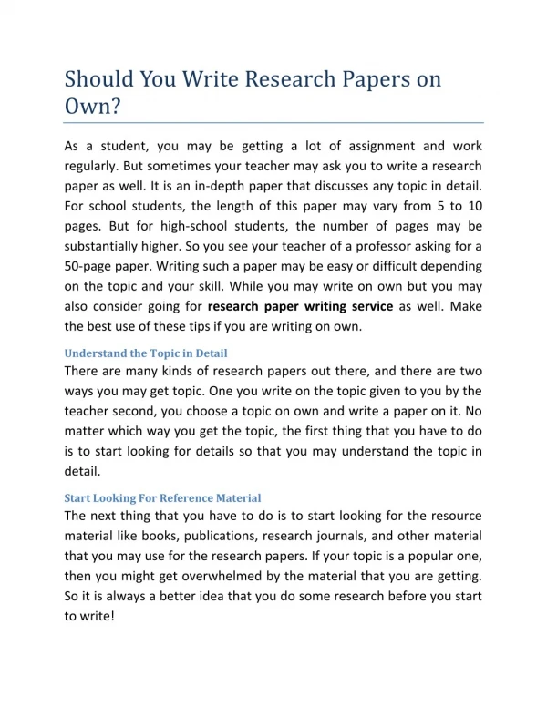 Should You Write Research Papers on Own?