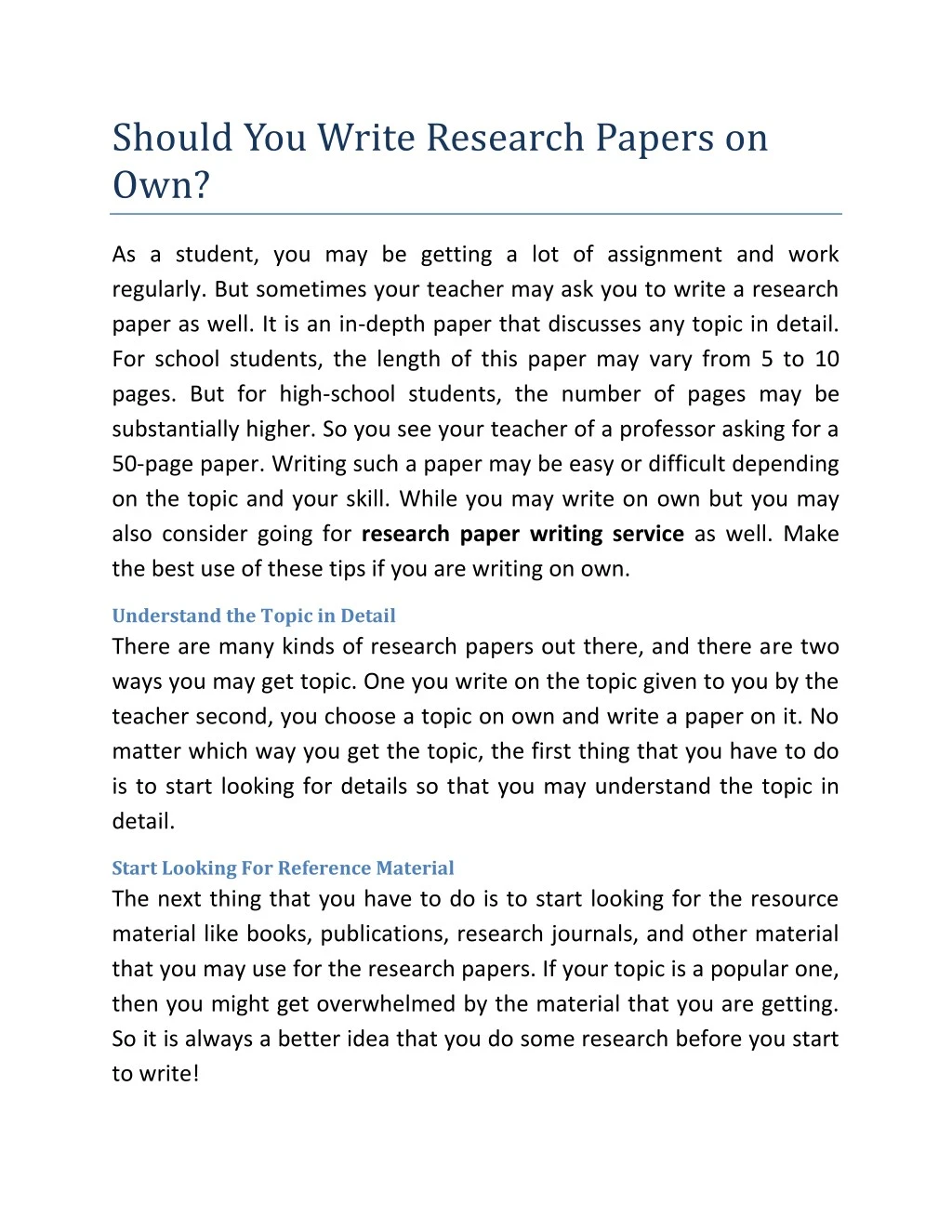 should you write research papers on own