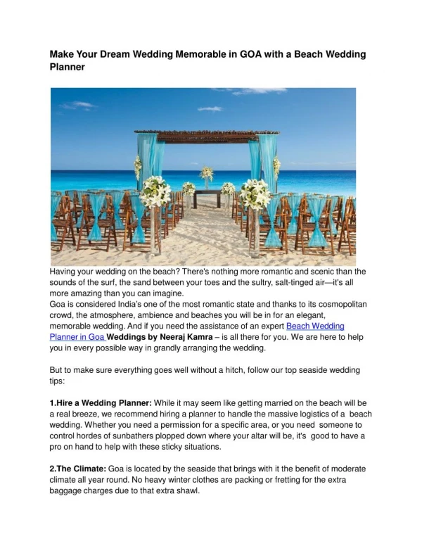 Beach Wedding Planner in Goa
