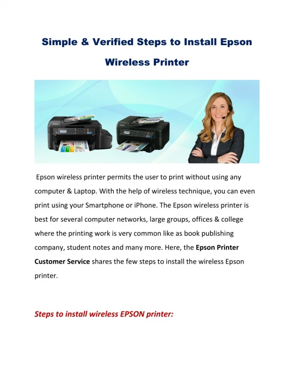 Verified Steps to Install Epson Wireless Printer