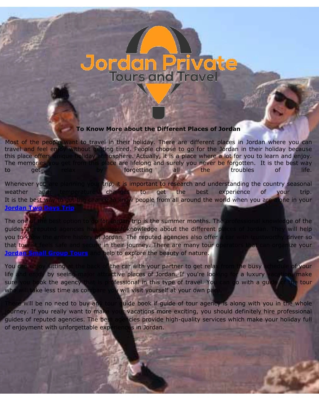 to know more about the different places of jordan