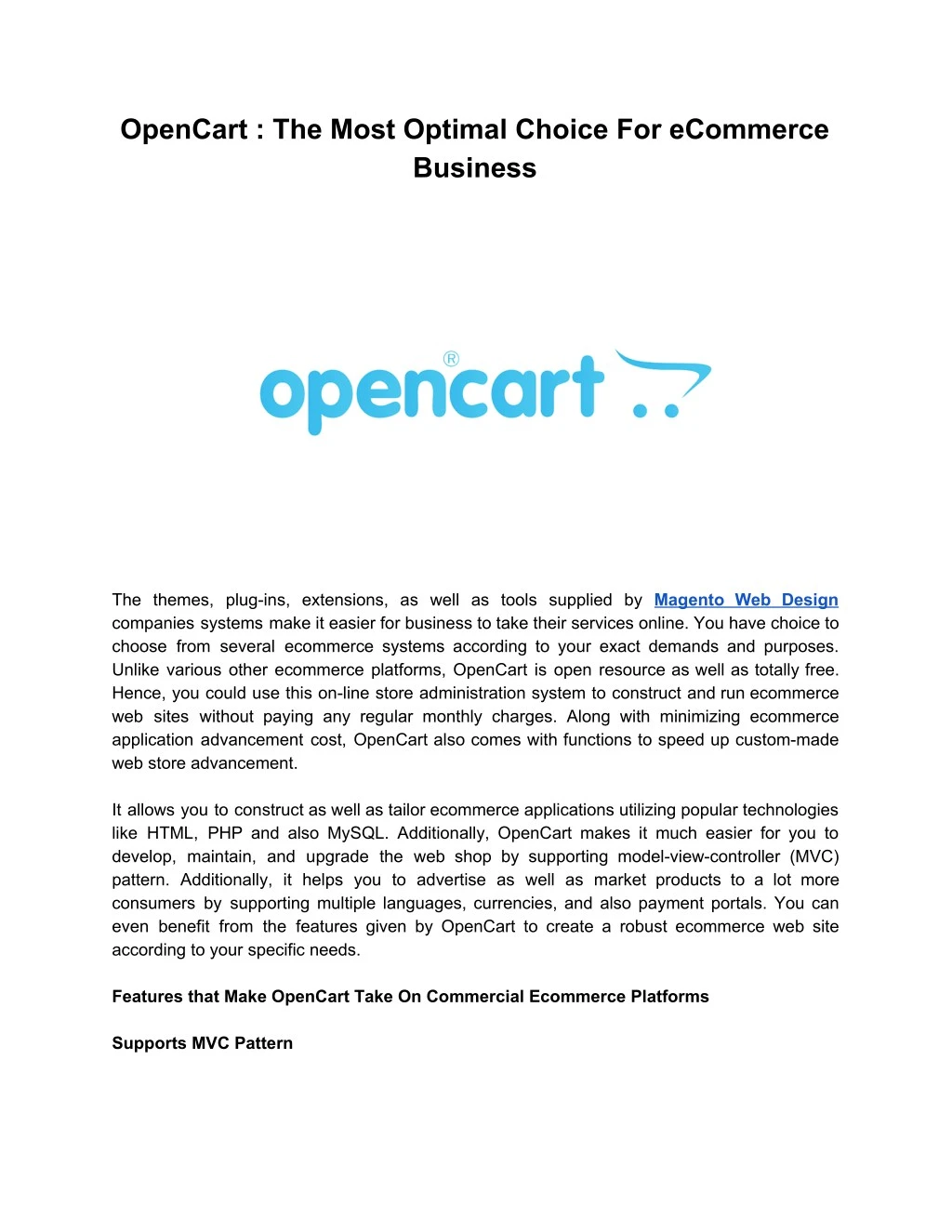 opencart the most optimal choice for ecommerce