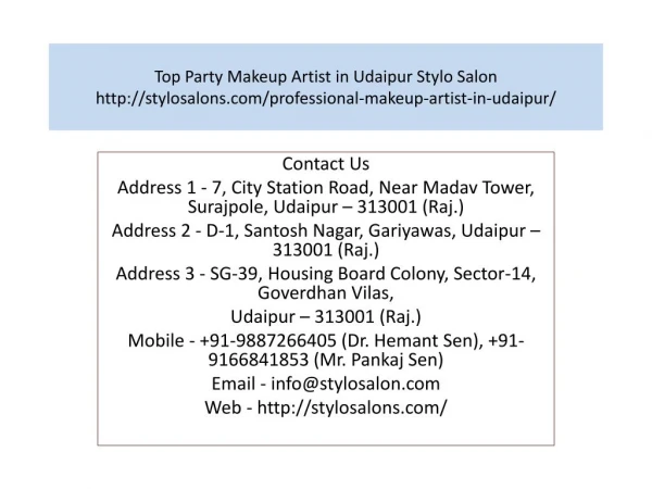 Top Party Makeup Artist in Udaipur Stylo Salon