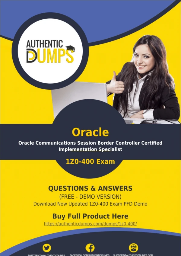 1Z0-400 Dumps PDF - Ready to Pass for Oracle 1Z0-400 Exam