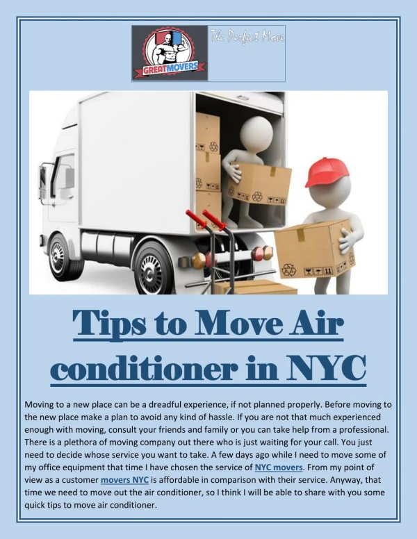 Tips to Move Air conditioner in NYC