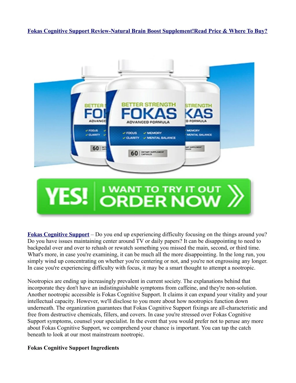 fokas cognitive support review natural brain