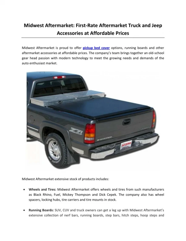 Midwest Aftermarket: First-Rate Aftermarket Truck and Jeep Accessories at Affordable Prices