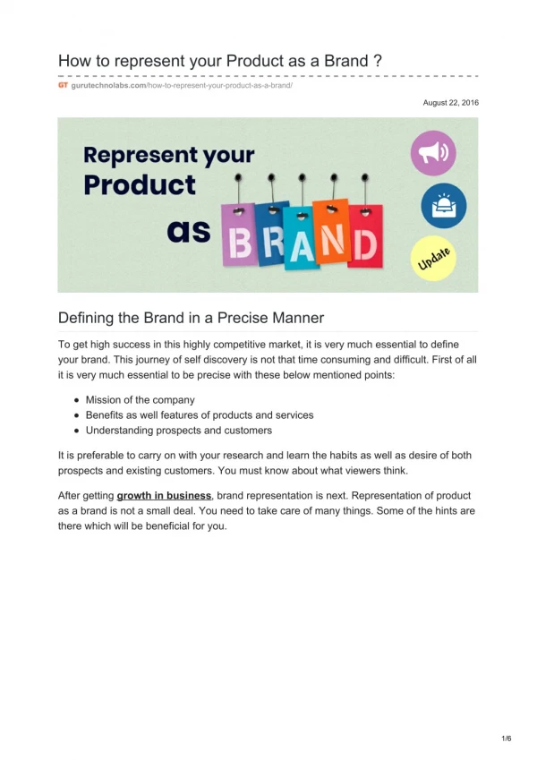 How to Represent your Product as a Brand? (Detailed & Advanced guidelines)