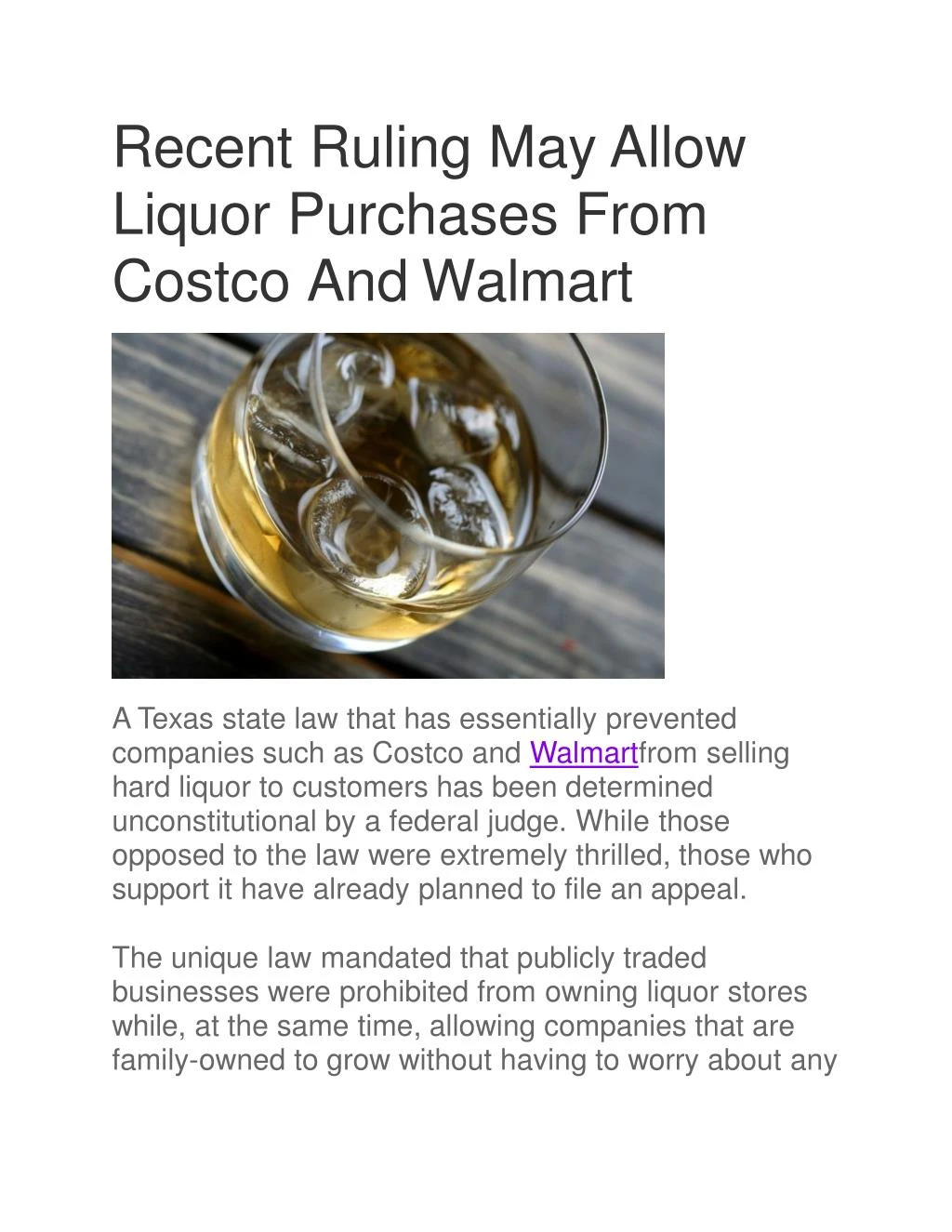 recent ruling may allow liquor purchases from costco and walmart
