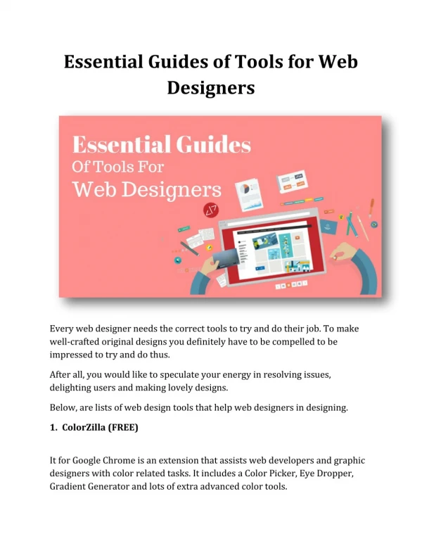 Essential Guides of Tools for Web Designers