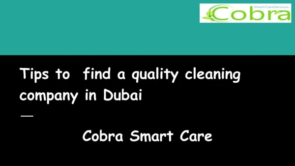 Cleaning Company in Dubai - Cobra Smart Care