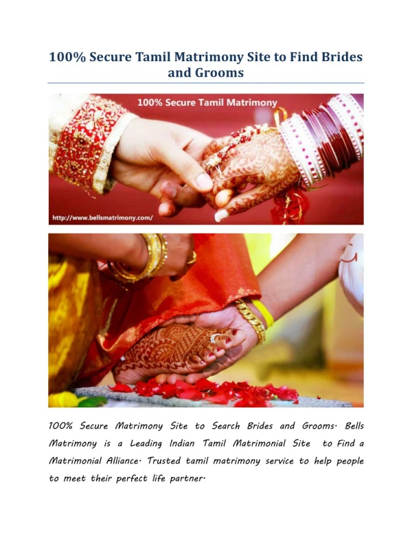 100% Secure Tamil Matrimony Site to Find Brides and Grooms