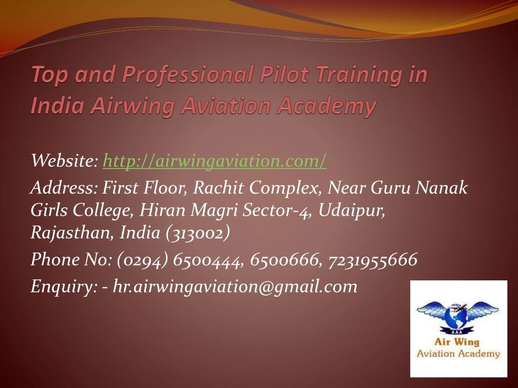 top and professional pilot training in india airwing aviation academy