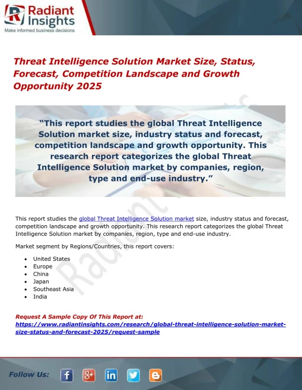 Threat Intelligence Solution Market Size, Status, Forecast, Competition Landscape and Growth Opportunity 2025