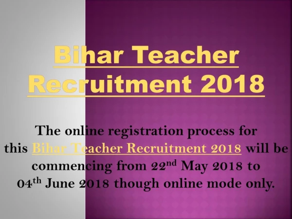 Bihar Teacher Vacancy 2018