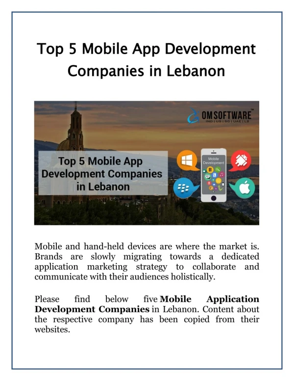 Top 5 Mobile App Development Companies in Lebanon