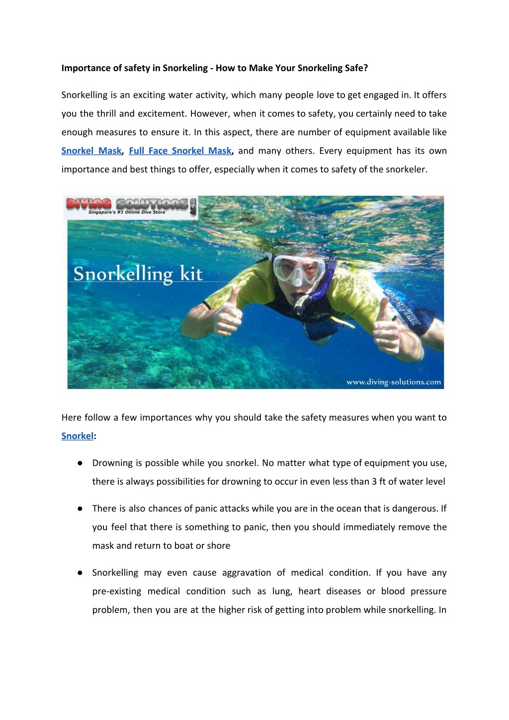 importance of safety in snorkeling how to make