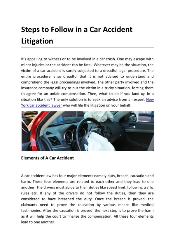 Steps to Follow in a Car Accident Litigation