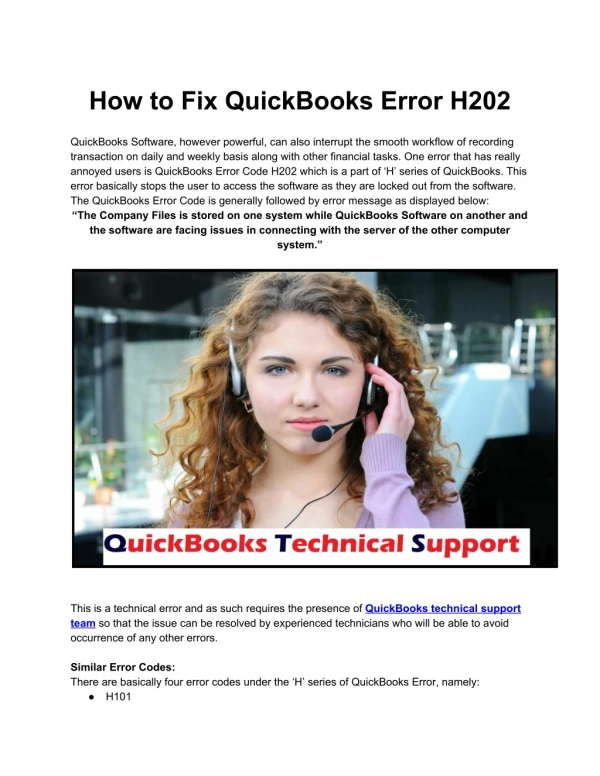 How to Fix QuickBooks Error H202