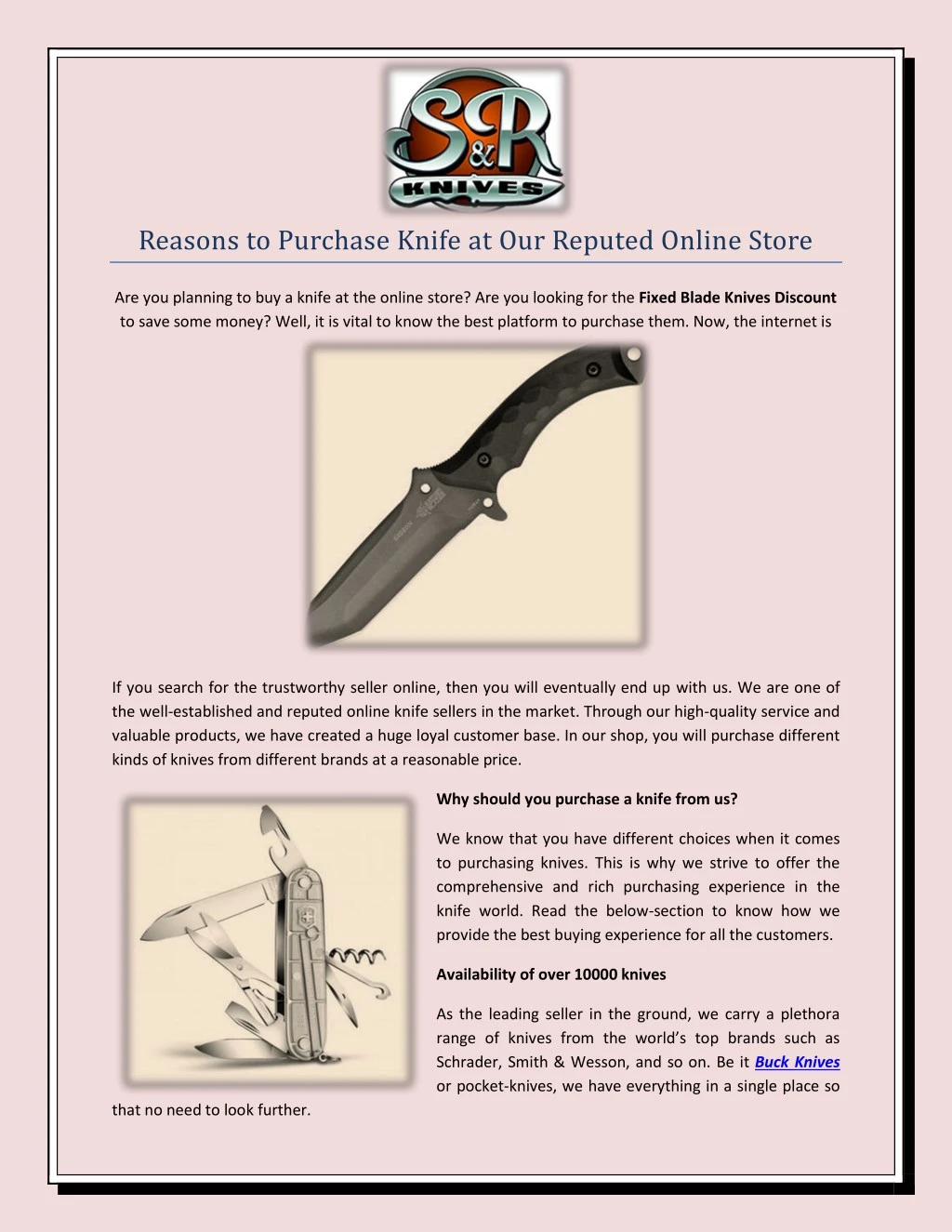 reasons to purchase knife at our reputed online