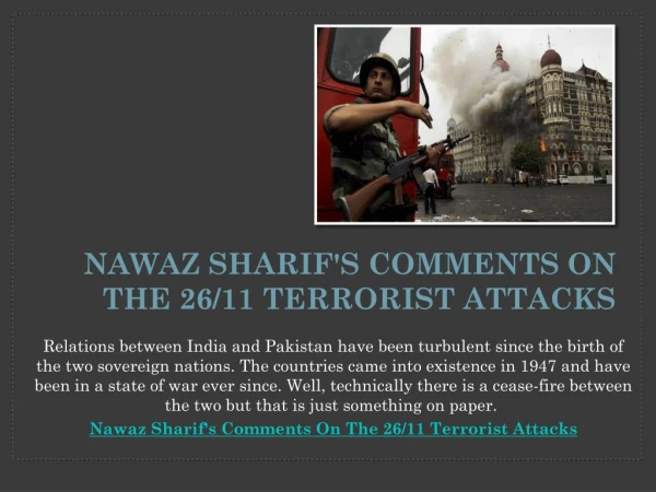 Nawaz Sharif's Comments On The 26/11 Terrorist Attacks