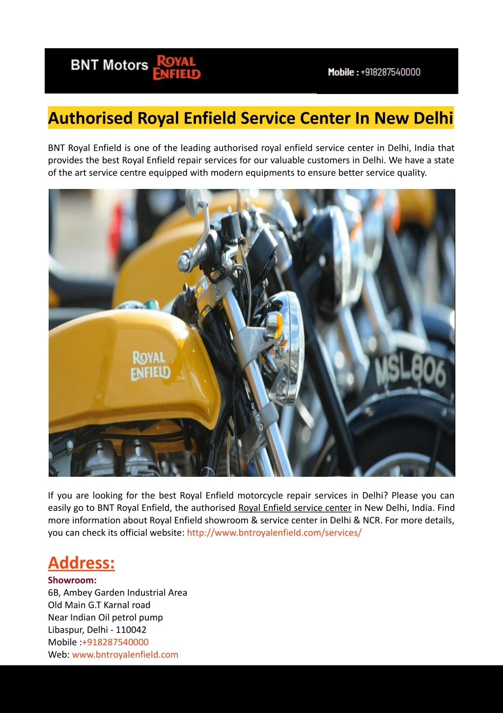 Royal enfield best sale service centre nearby