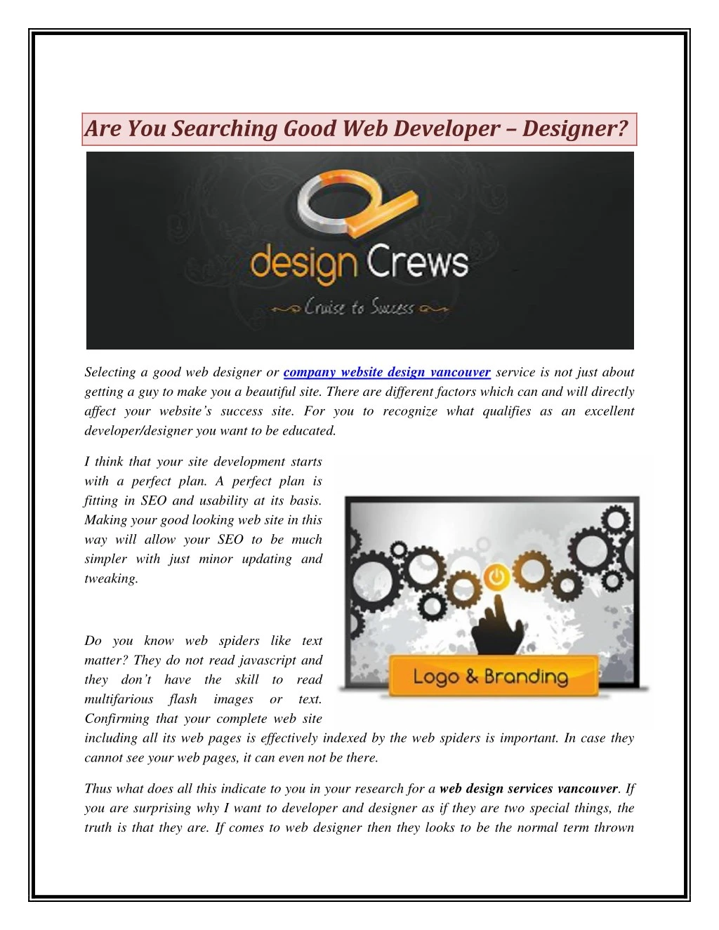 are you searching good web developer designer