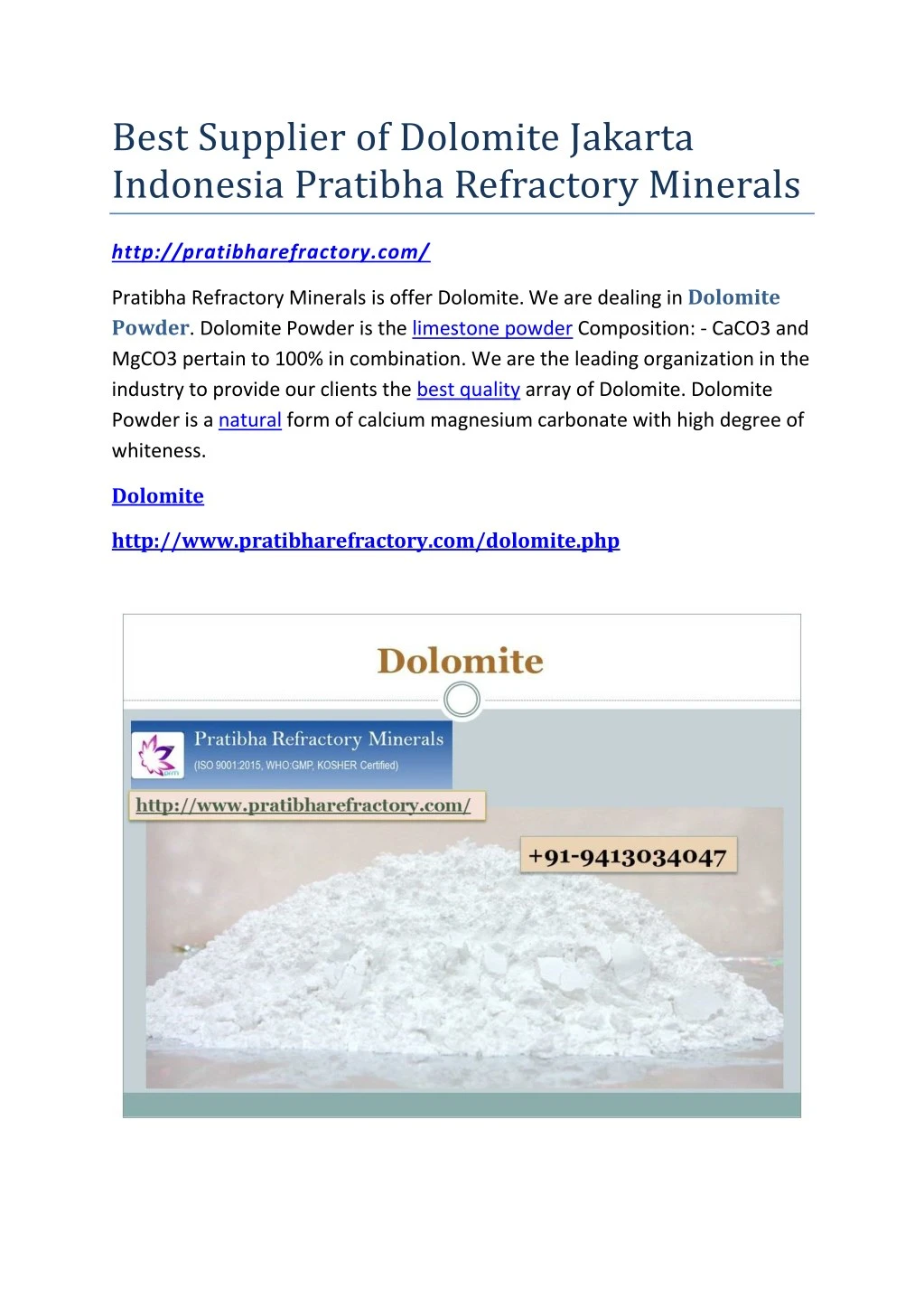 best supplier of dolomite jakarta indonesia