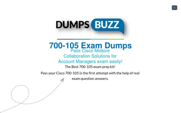 Cisco 700-105 Braindumps - 100% success Promise on 700-105 Test