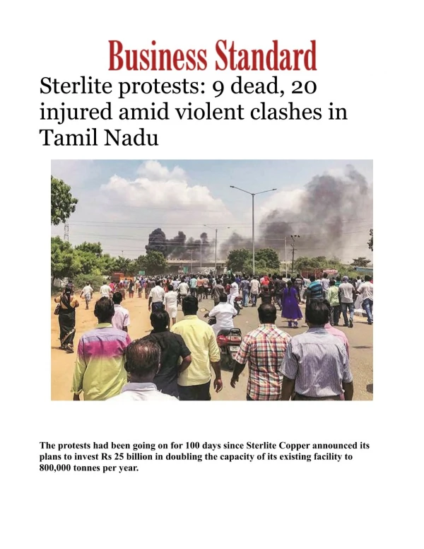 Sterlite protest updates: 9 dead, 20 injured amid violent clashes in Tamil Nadu 