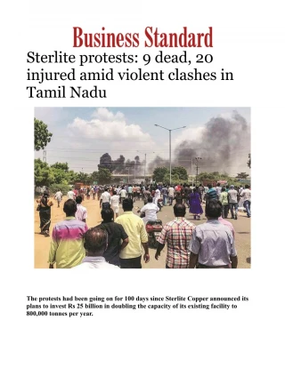 Sterlite protest updates: 9 dead, 20 injured amid violent clashes in Tamil NaduÂ 