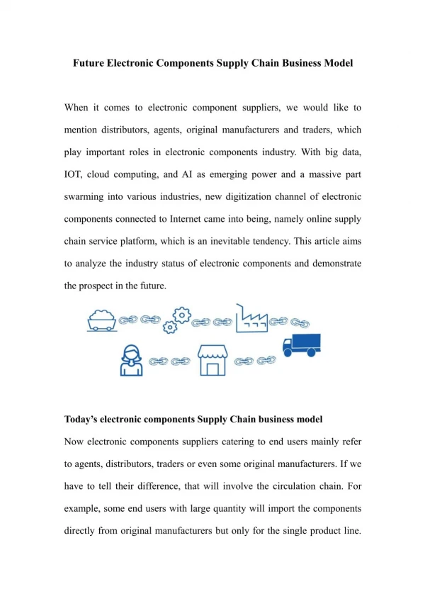Future Electronic Components Online Supply Chain Business Model
