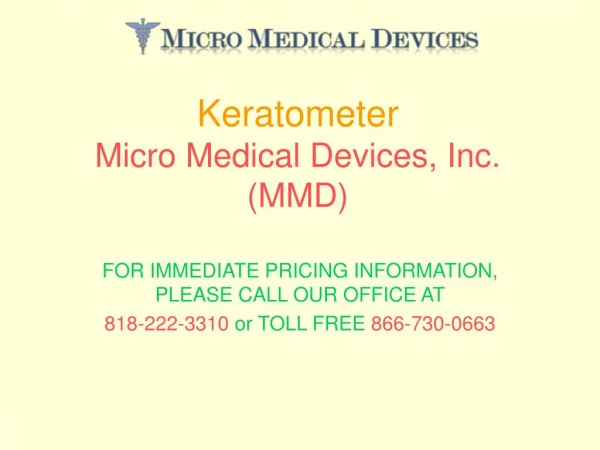 PalmScan Keratometer - Micro Medical Devices