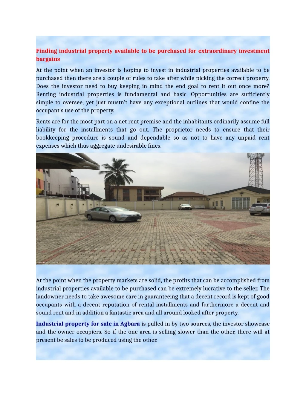 finding industrial property available