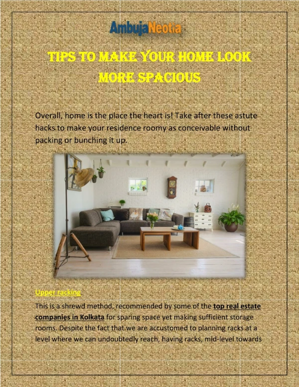 Tips to Make Your Home Look More Spacious
