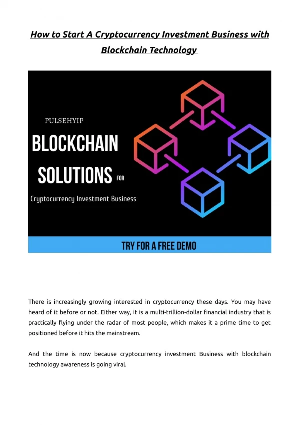 Launch your HYIP business with Blockchain Technology
