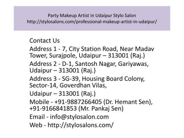Party Makeup Artist in Udaipur Stylo Salon